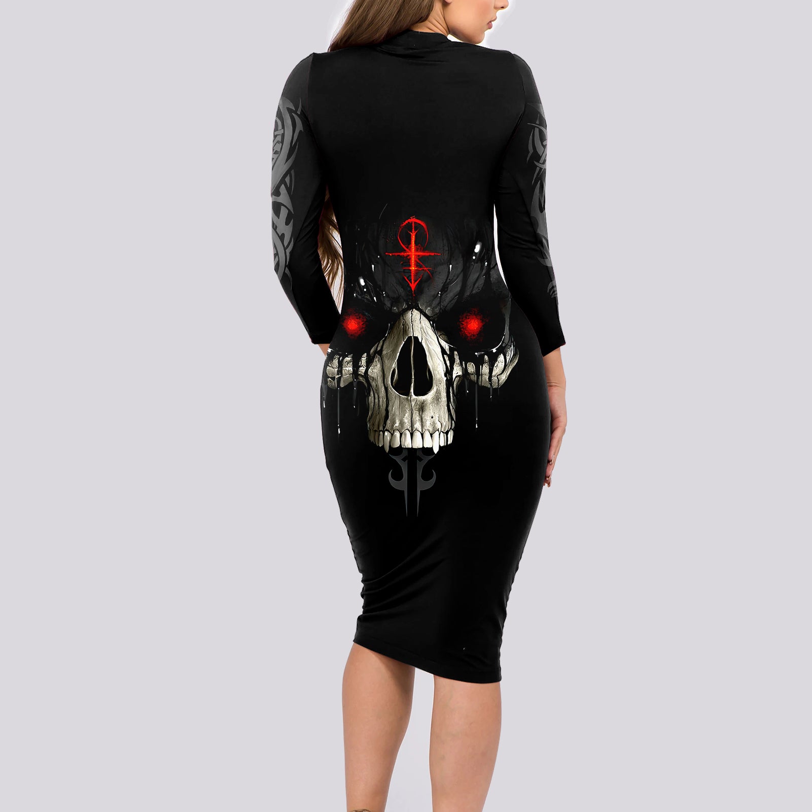 skull-long-sleeve-bodycon-dress-black-reaper
