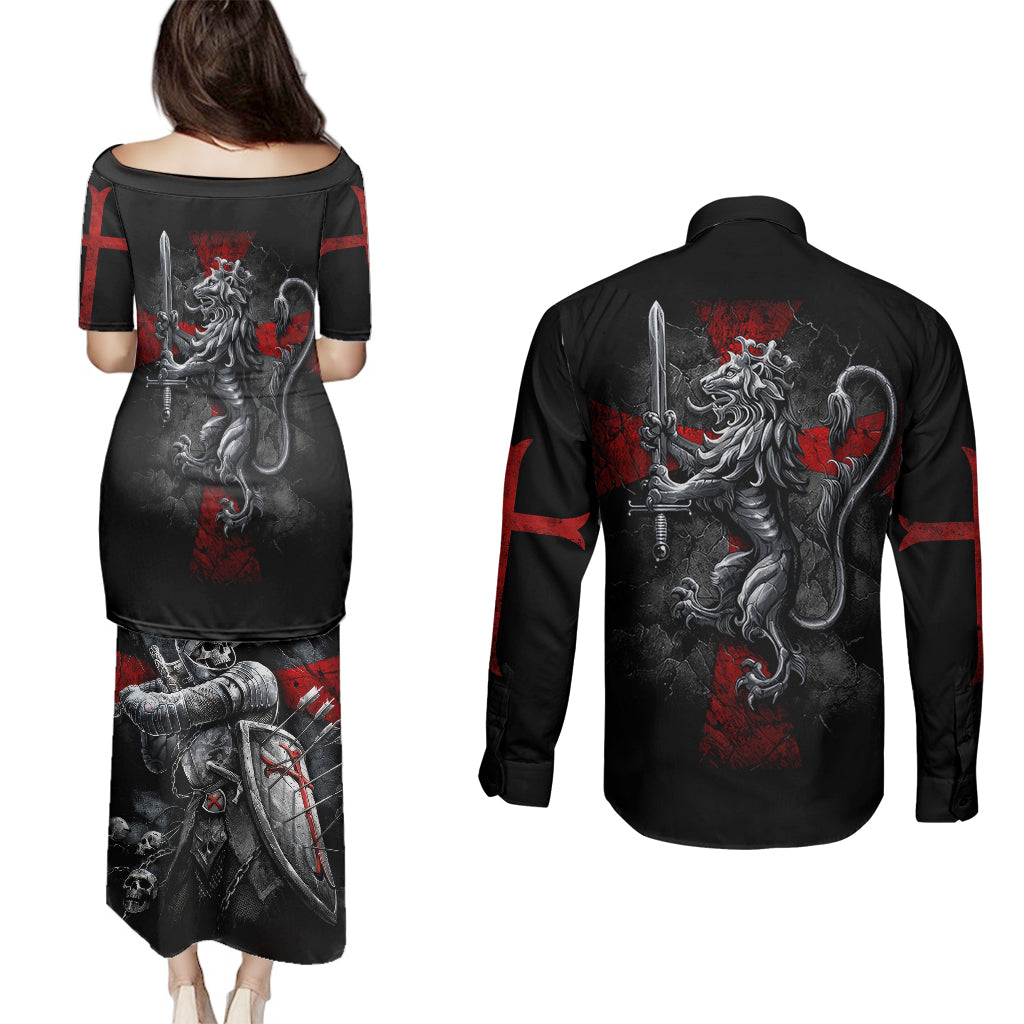 skull-couples-matching-puletasi-dress-and-long-sleeve-button-shirts-death-skull-crusader
