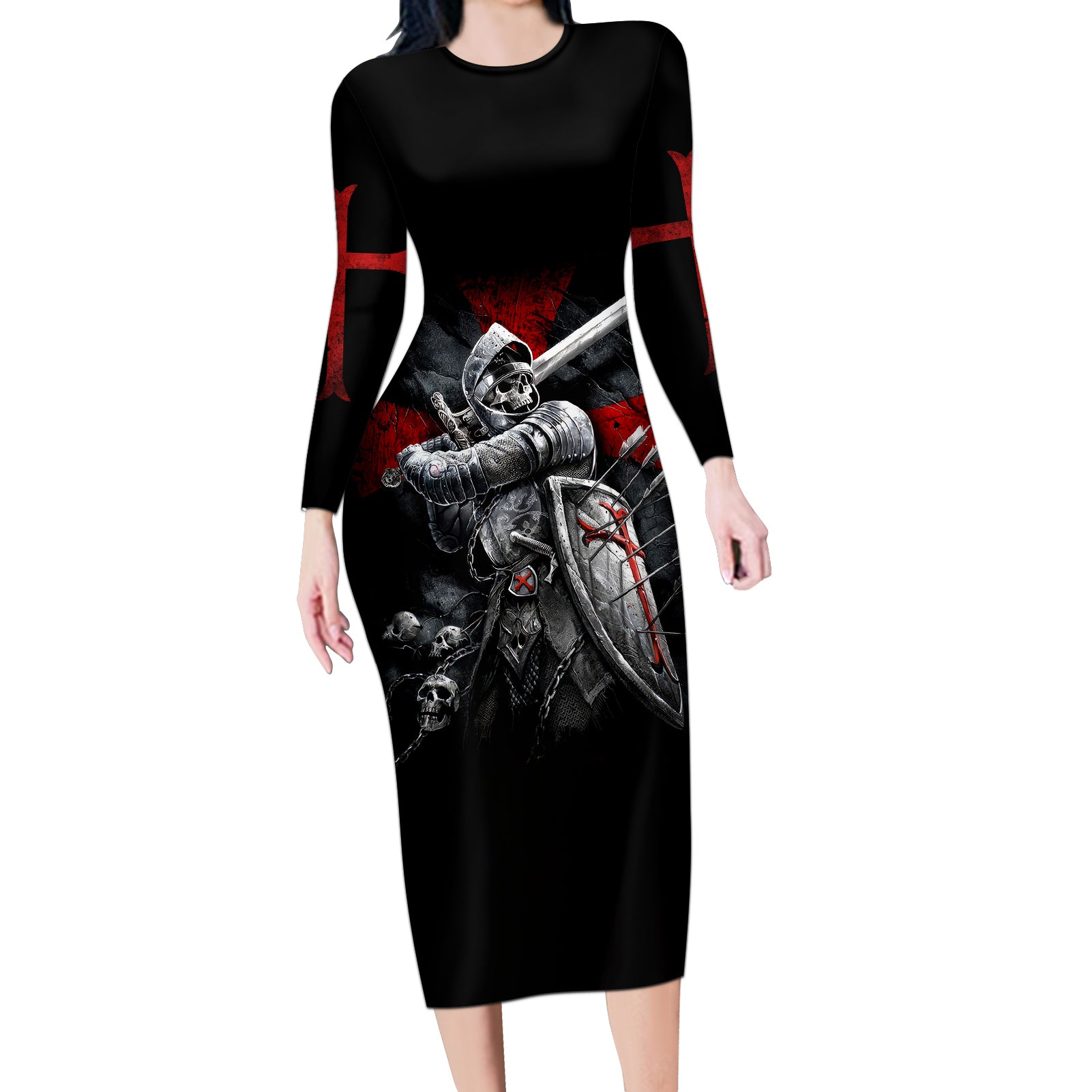 skull-long-sleeve-bodycon-dress-death-skull-crusader