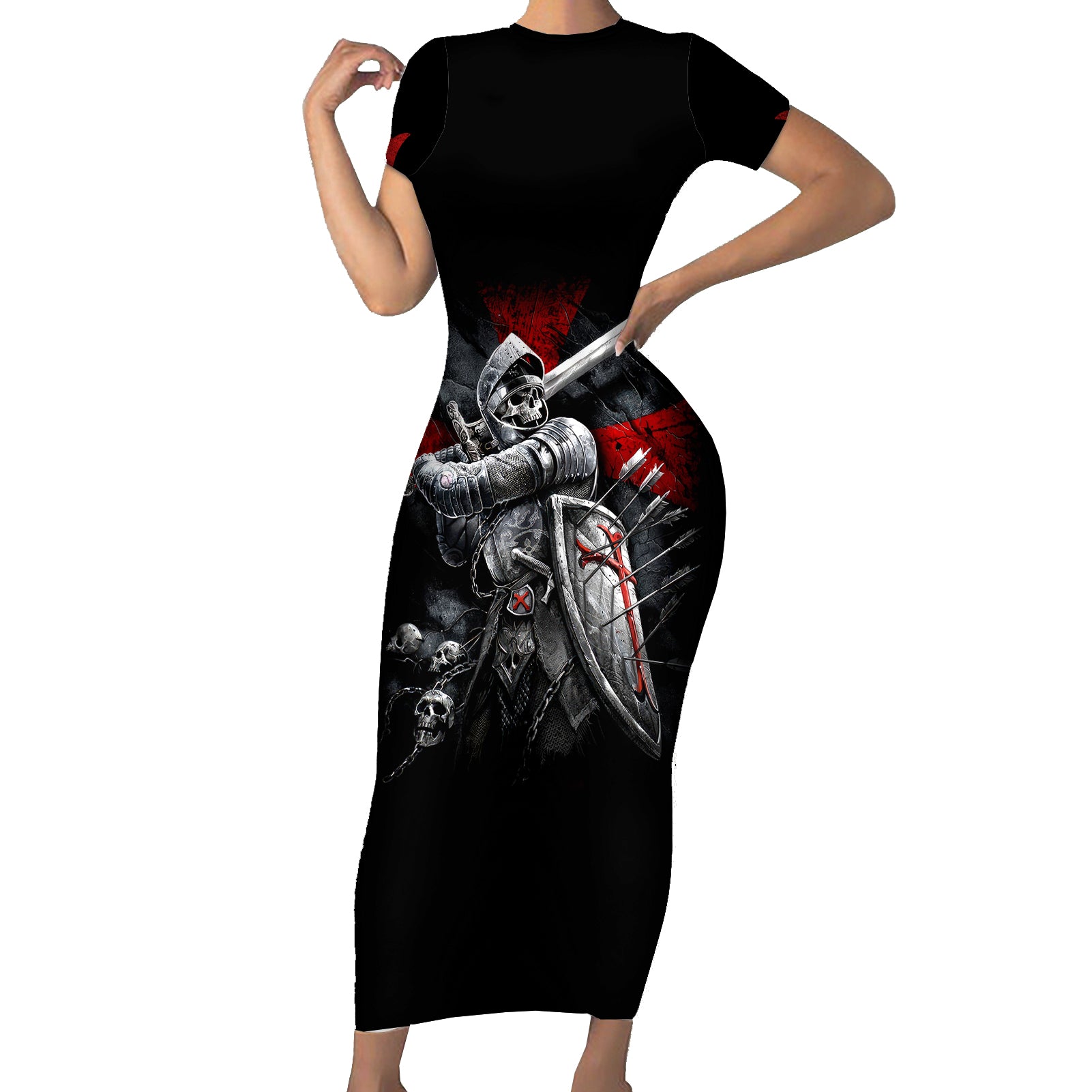 skull-short-sleeve-bodycon-dress-death-skull-crusader