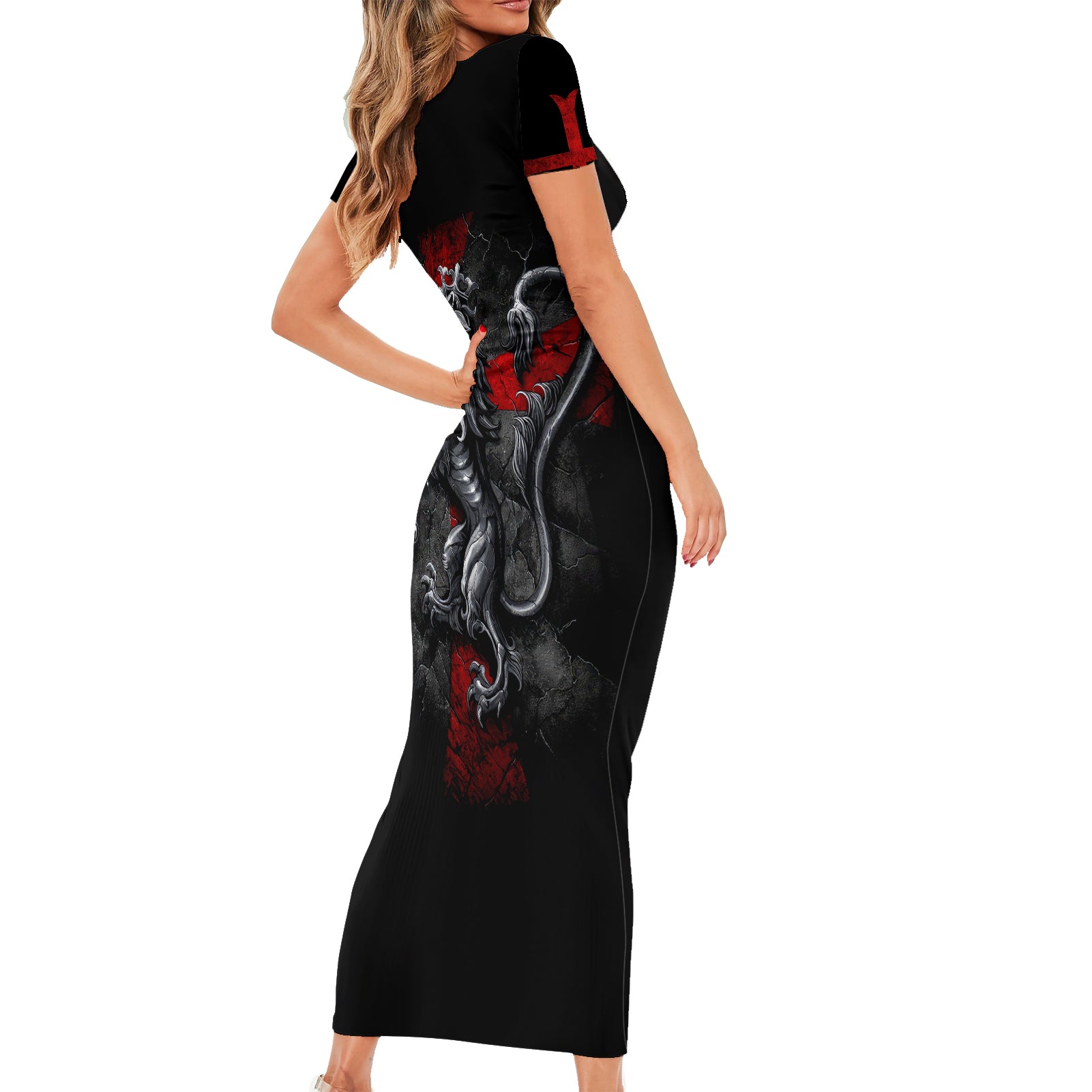 skull-short-sleeve-bodycon-dress-death-skull-crusader