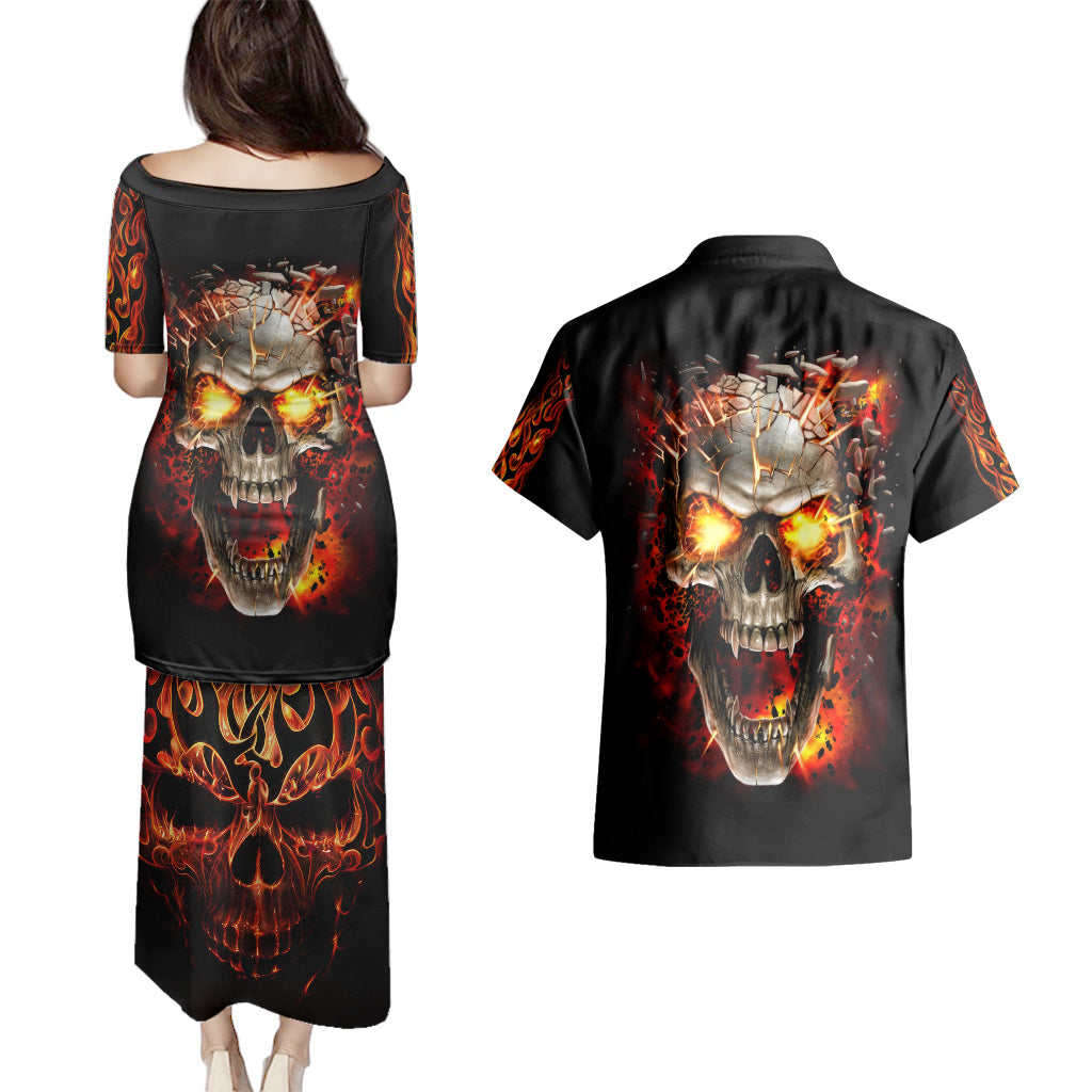 skull-couples-matching-puletasi-dress-and-hawaiian-shirt-fire-skull-tattoo-scream