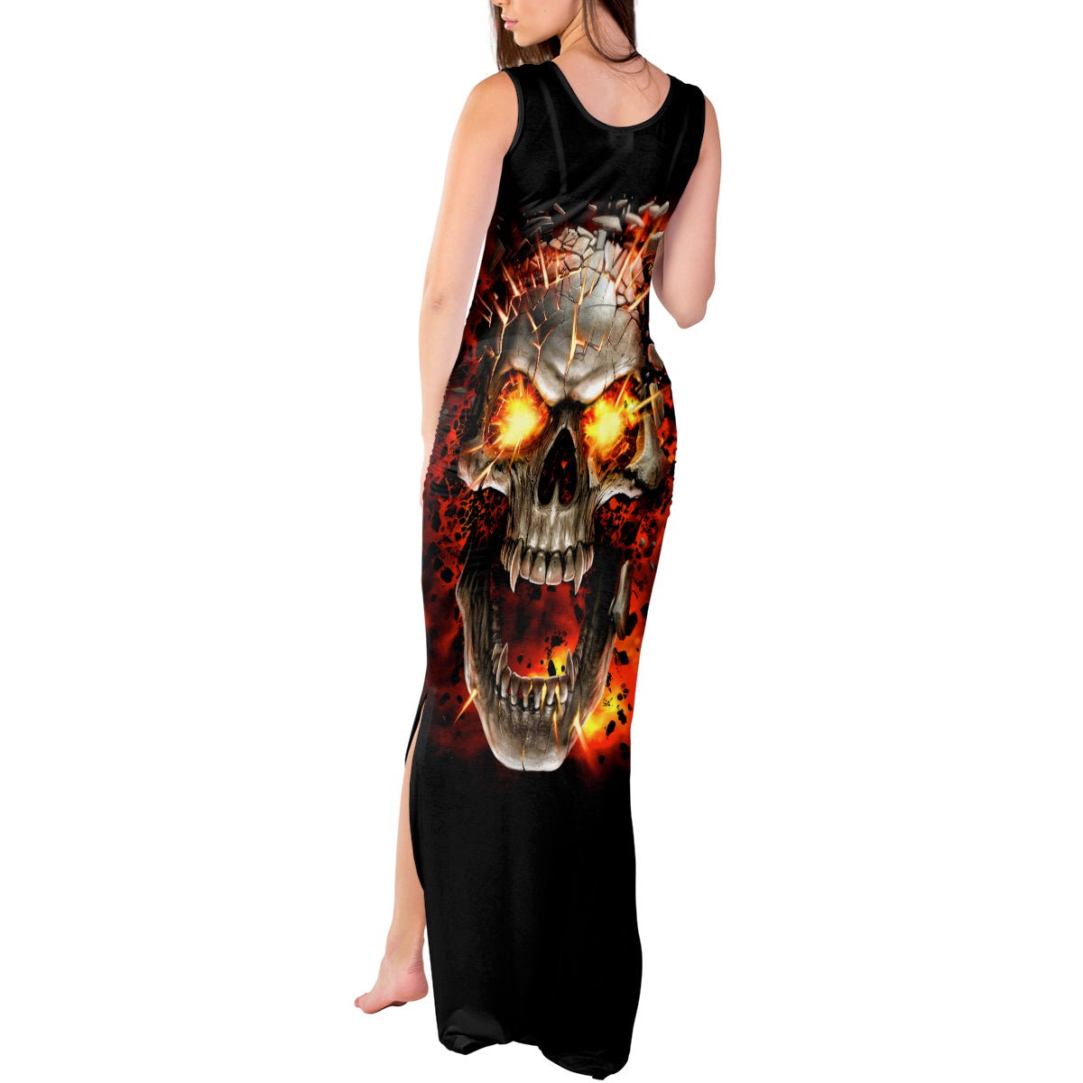 skull-tank-maxi-dress-fire-skull-tattoo-scream