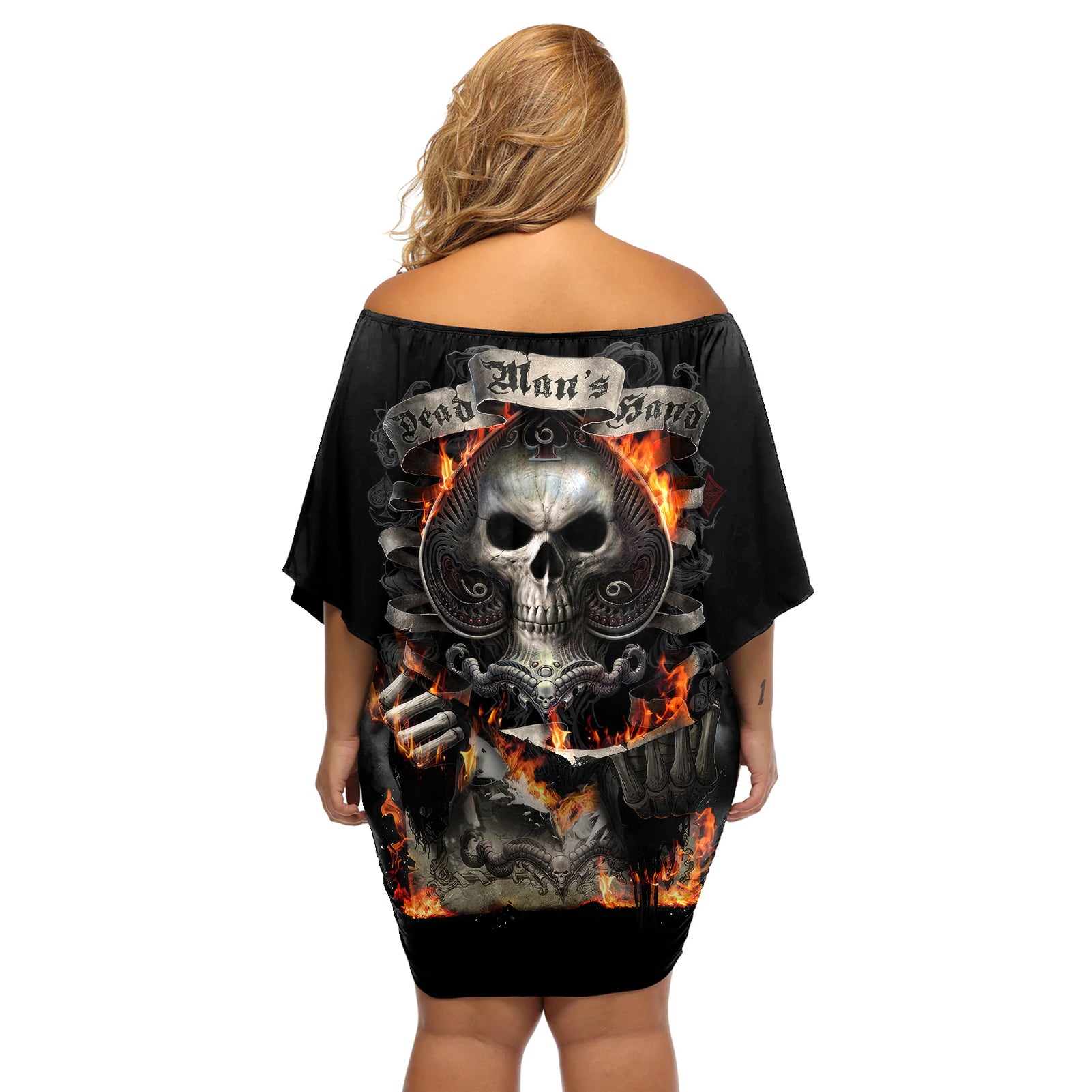 skull-off-shoulder-short-dress-gambling-death-fire