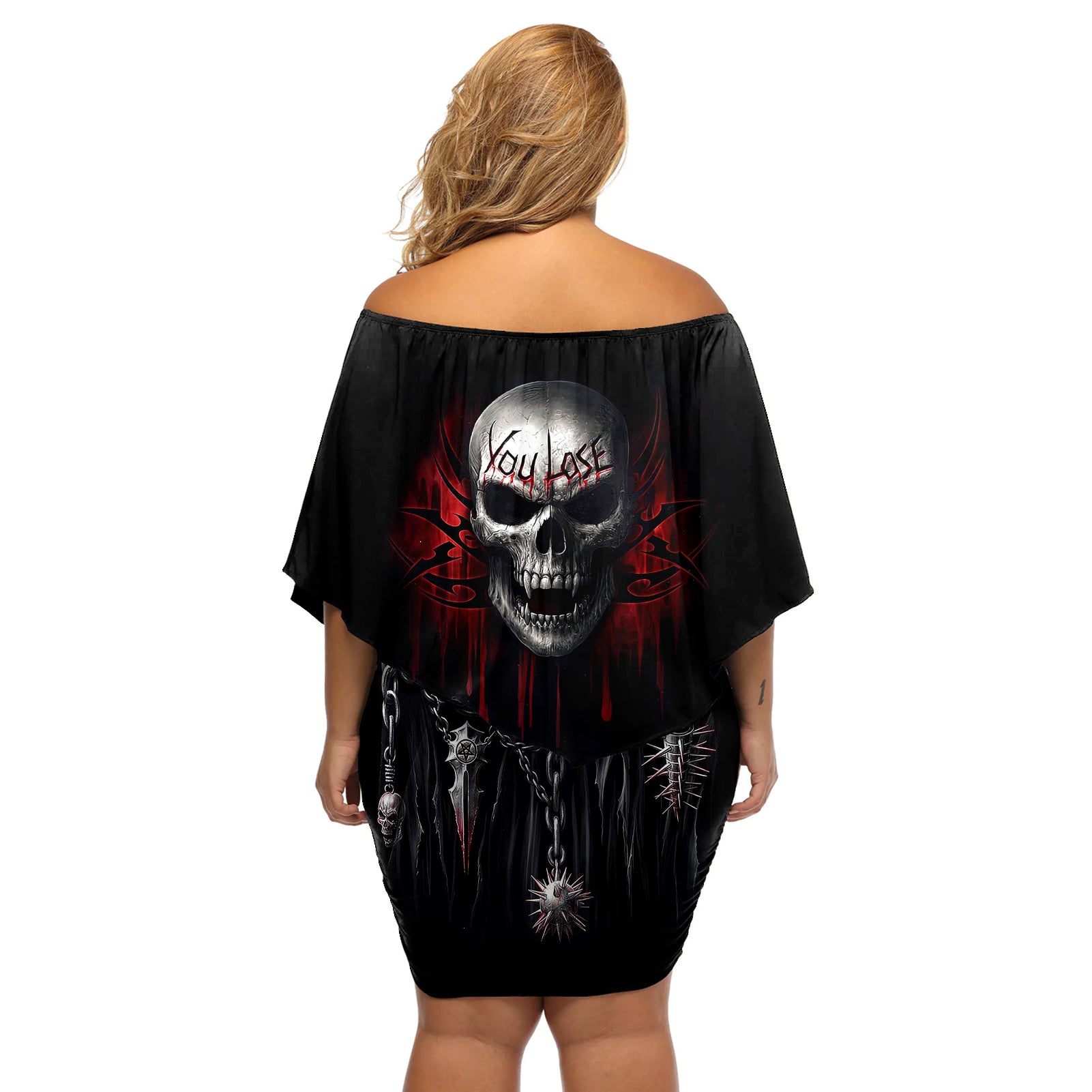skull-off-shoulder-short-dress-death-skull-game-over
