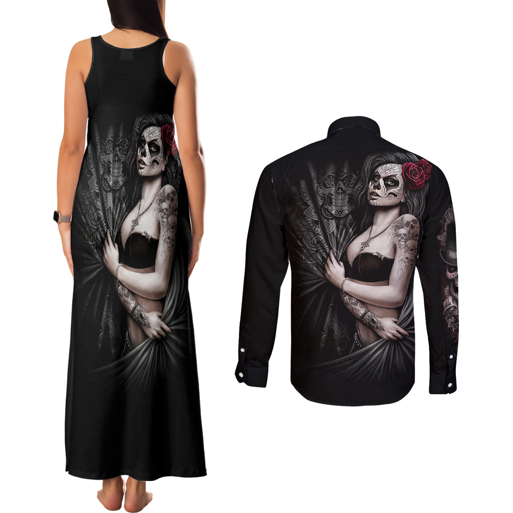 skull-couples-matching-tank-maxi-dress-and-long-sleeve-button-shirts-girl-day-of-the-dead