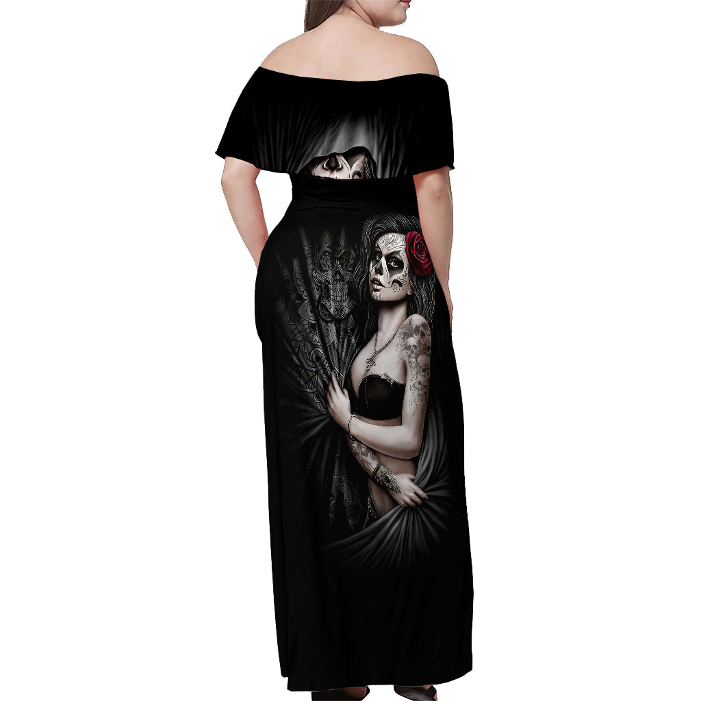 skull-off-shoulder-maxi-dress-girl-day-of-the-dead