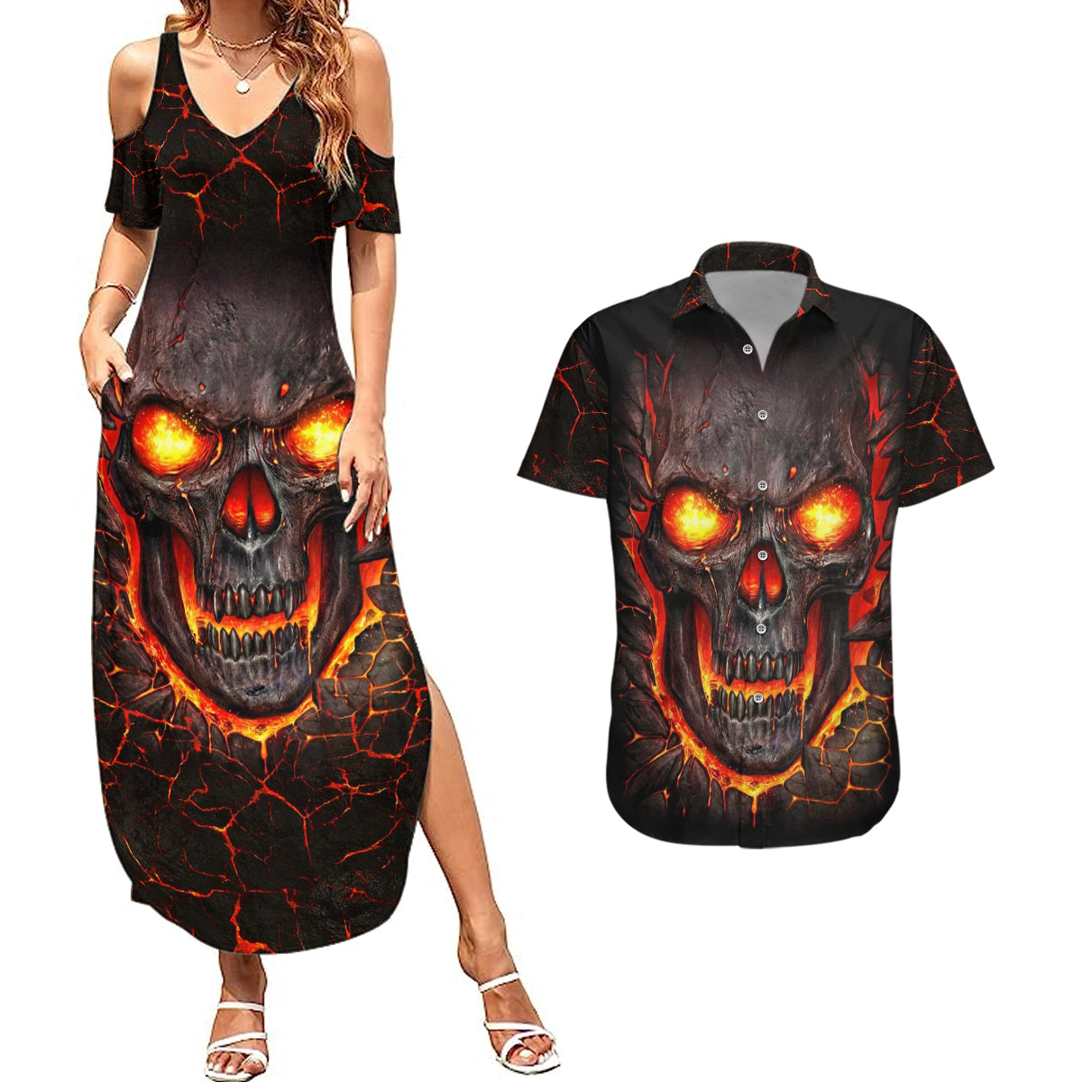 skull-couples-matching-summer-maxi-dress-and-hawaiian-shirt-flame-skull-lava-inside