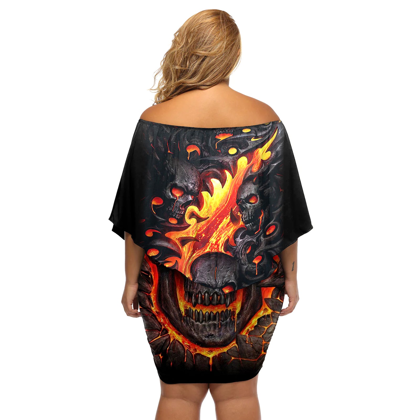skull-off-shoulder-short-dress-flame-skull-lava-inside