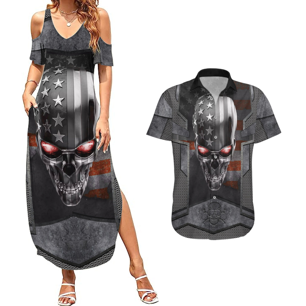skull-couples-matching-summer-maxi-dress-and-hawaiian-shirt-metal-head-skull-american