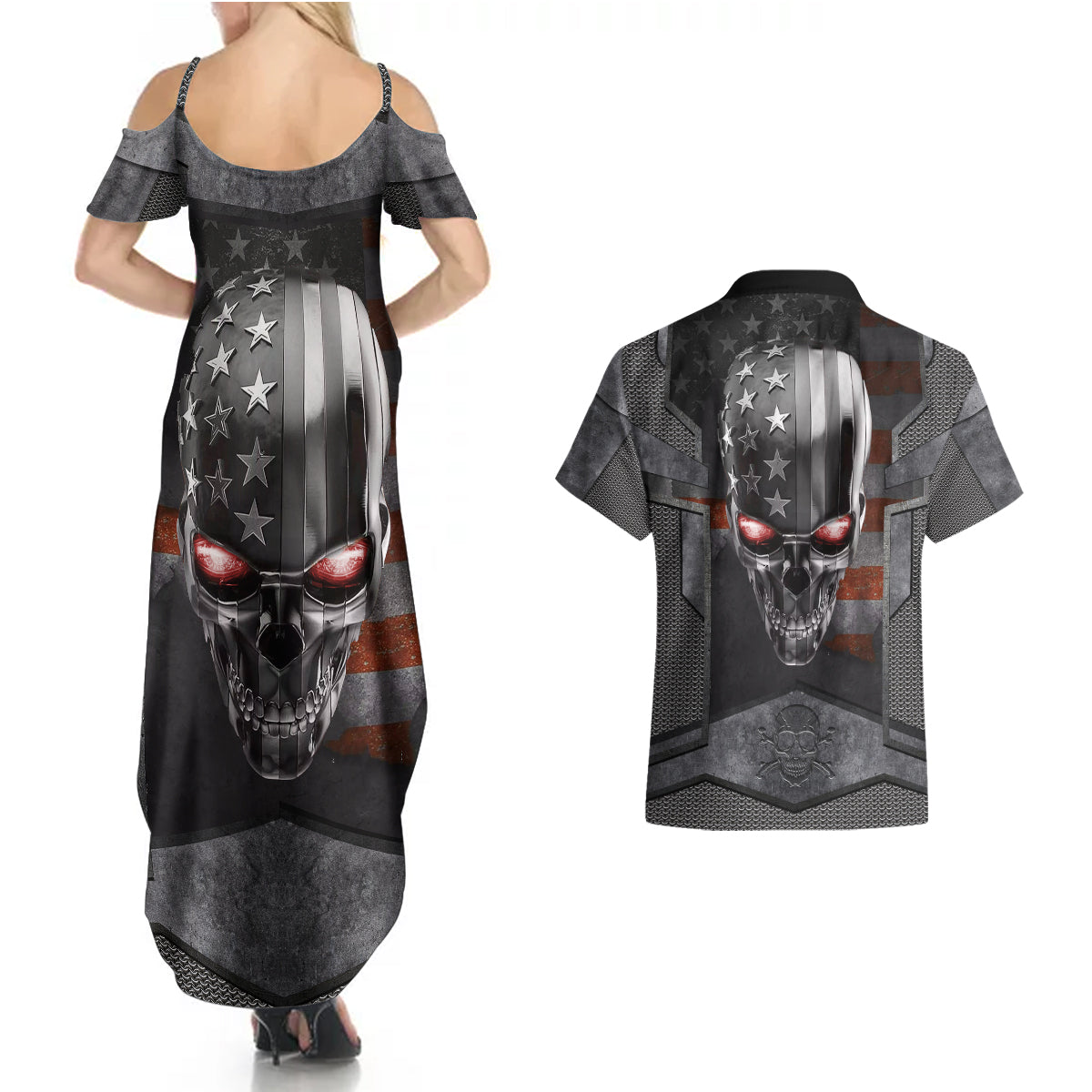 skull-couples-matching-summer-maxi-dress-and-hawaiian-shirt-metal-head-skull-american
