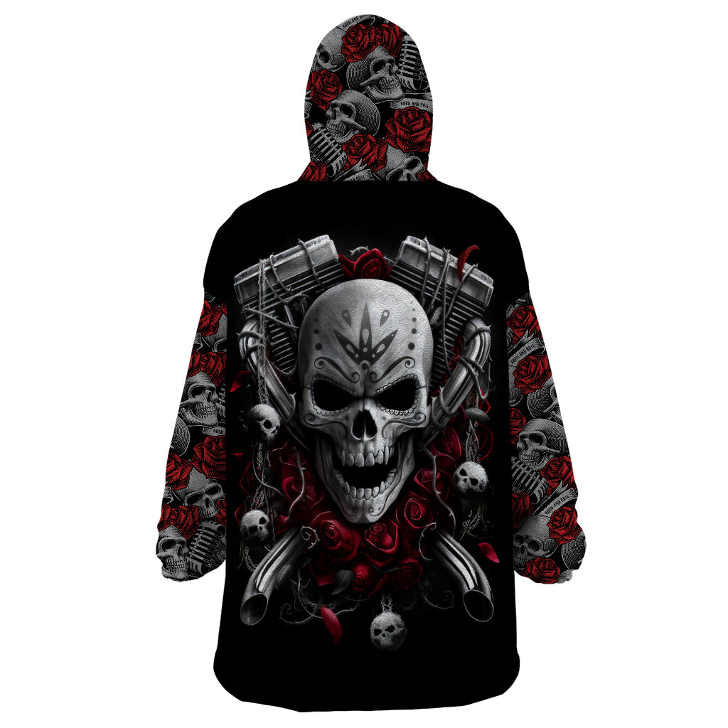 skull-wearable-blanket-hoodie-riding-motocycle-girl-rose