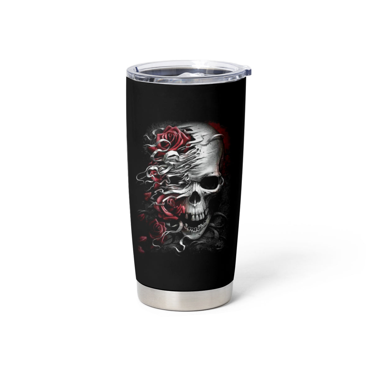 Skull Tumbler Cup Three Skull No See Evil Rose