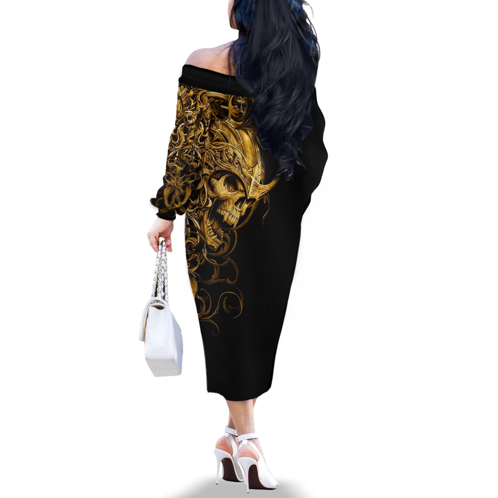 skull-off-the-shoulder-long-sleeve-dress-golden-warrior-royal
