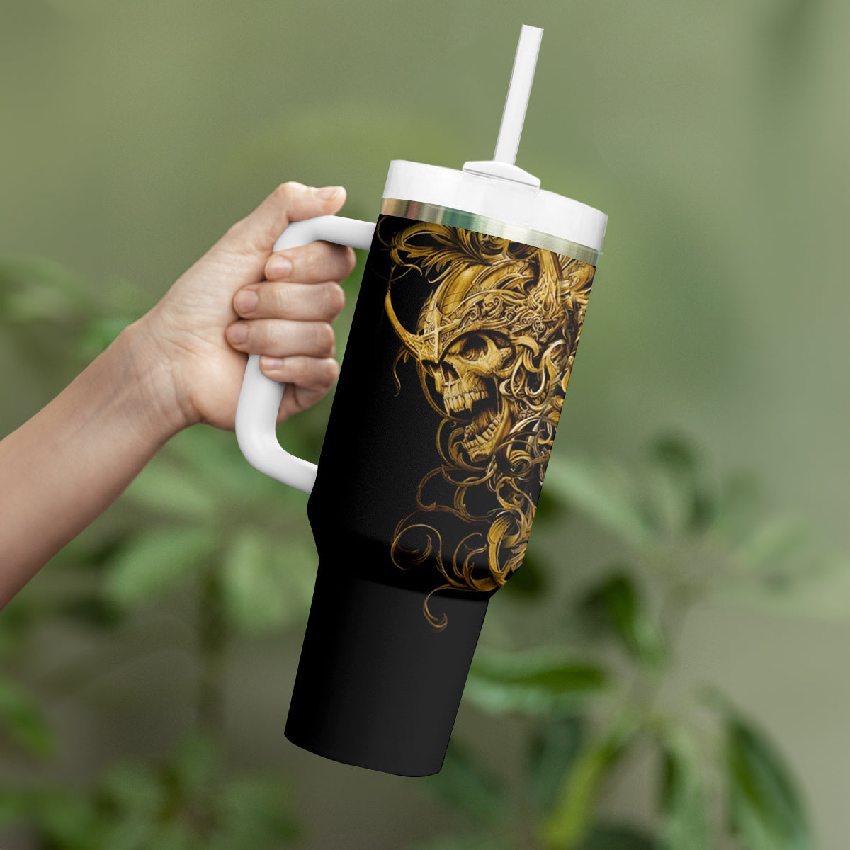 Skull Tumbler With Handle Golden Warrior Royal
