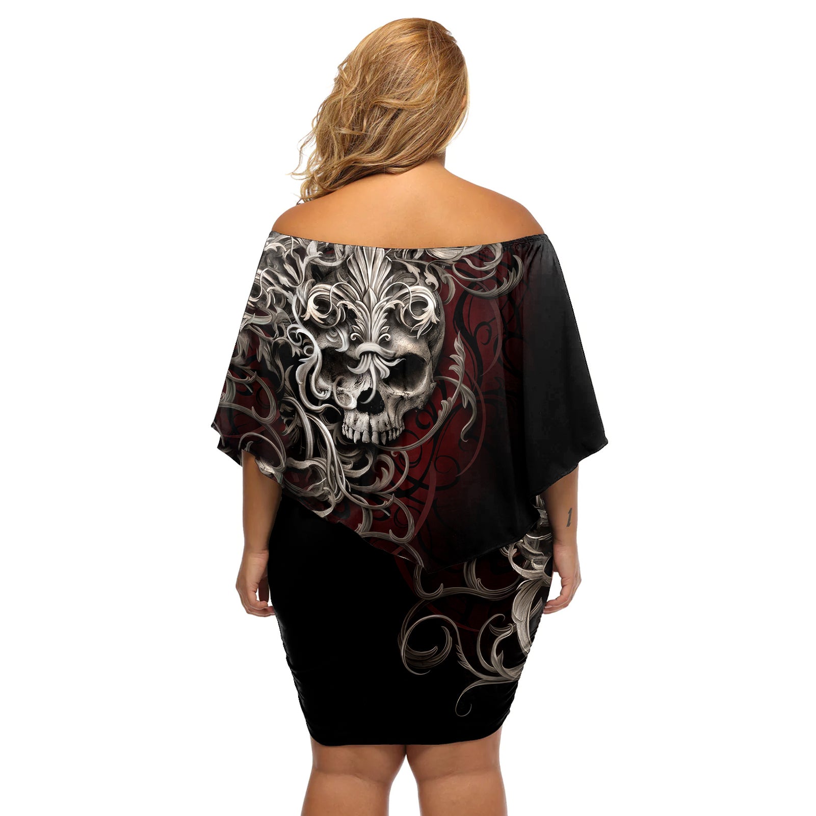 skull-off-shoulder-short-dress-silver-warrior-royal