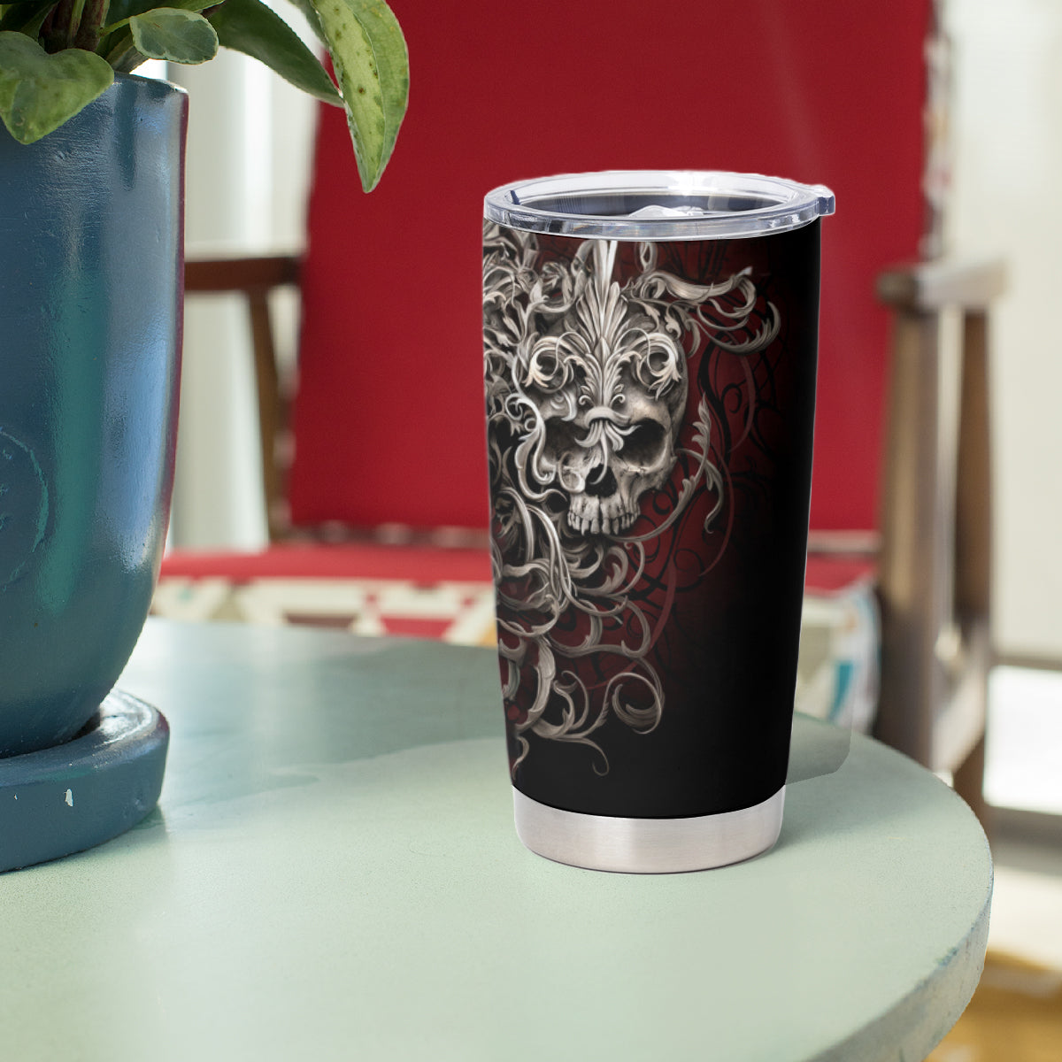 Skull Tumbler Cup Silver Warrior Royal