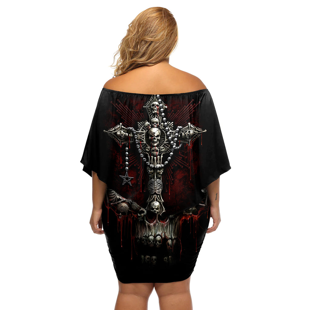 skull-off-shoulder-short-dress-head-skeleton-cross-skull