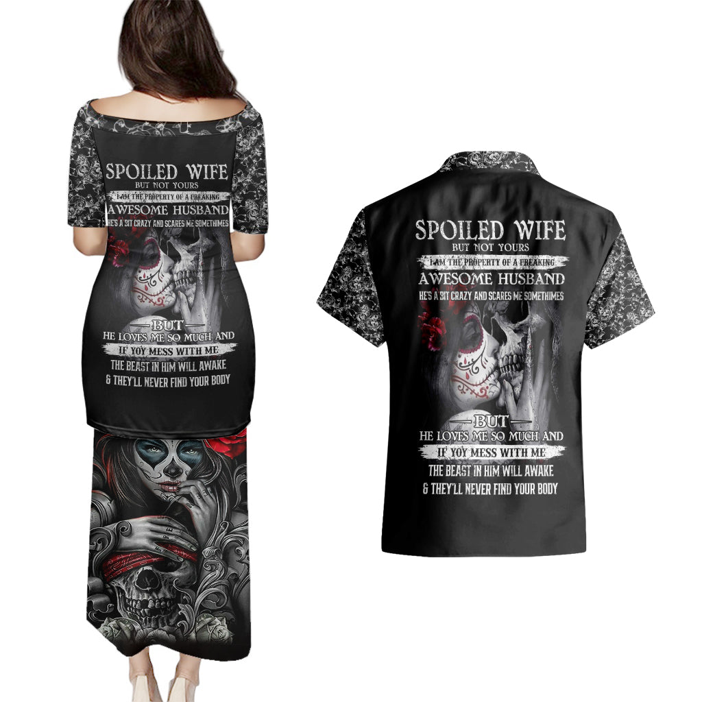 skull-couples-matching-puletasi-dress-and-hawaiian-shirt-skull-girl-spoiled-wife