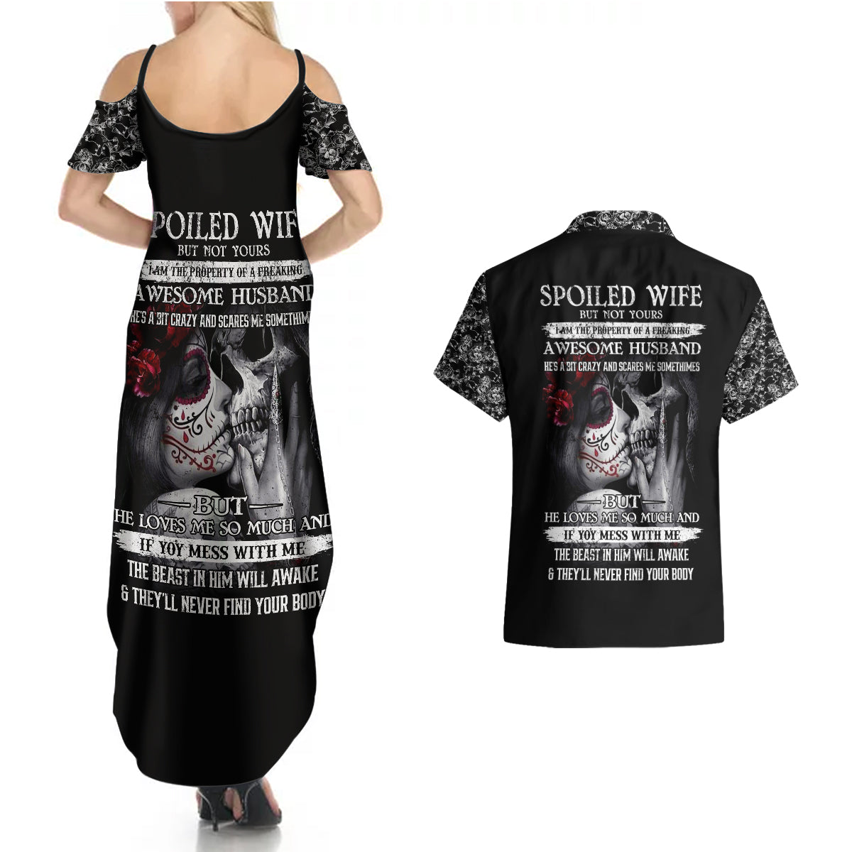 skull-couples-matching-summer-maxi-dress-and-hawaiian-shirt-skull-girl-spoiled-wife
