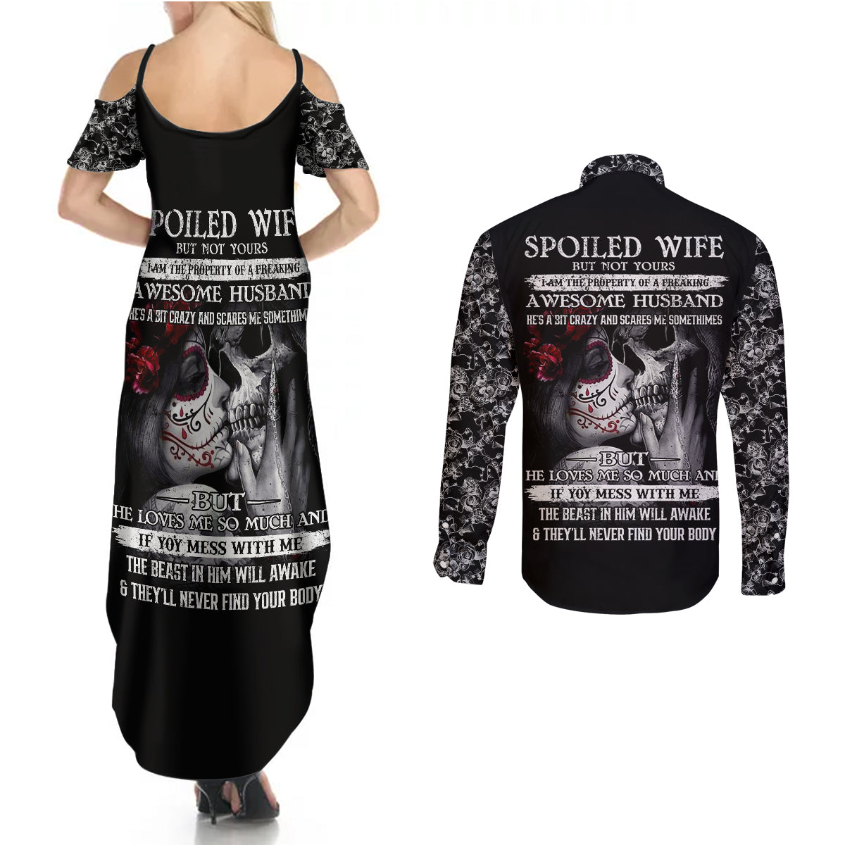 skull-couples-matching-summer-maxi-dress-and-long-sleeve-button-shirts-skull-girl-spoiled-wife