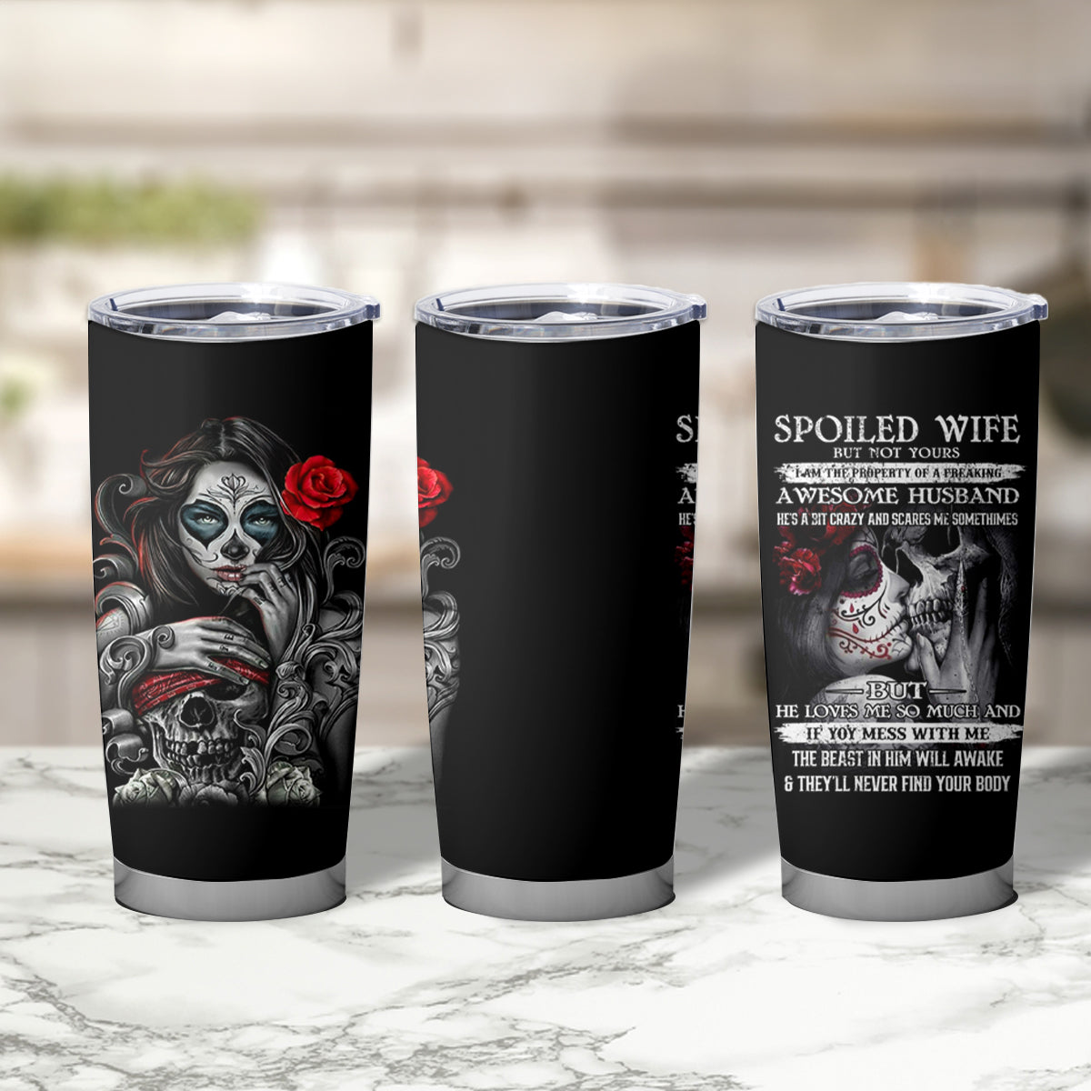 Skull Tumbler Cup Skull Girl Spoiled Wife