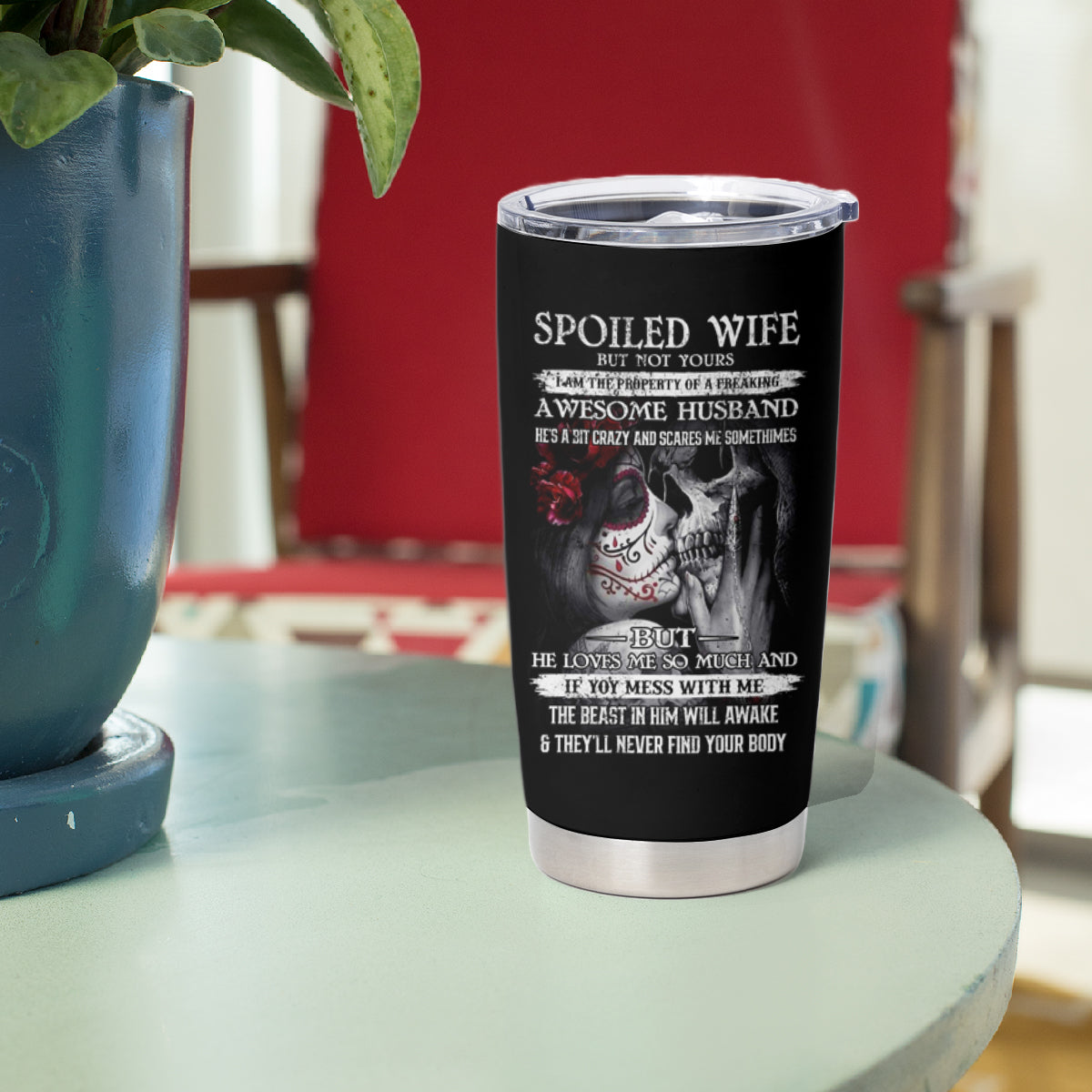 Skull Tumbler Cup Skull Girl Spoiled Wife