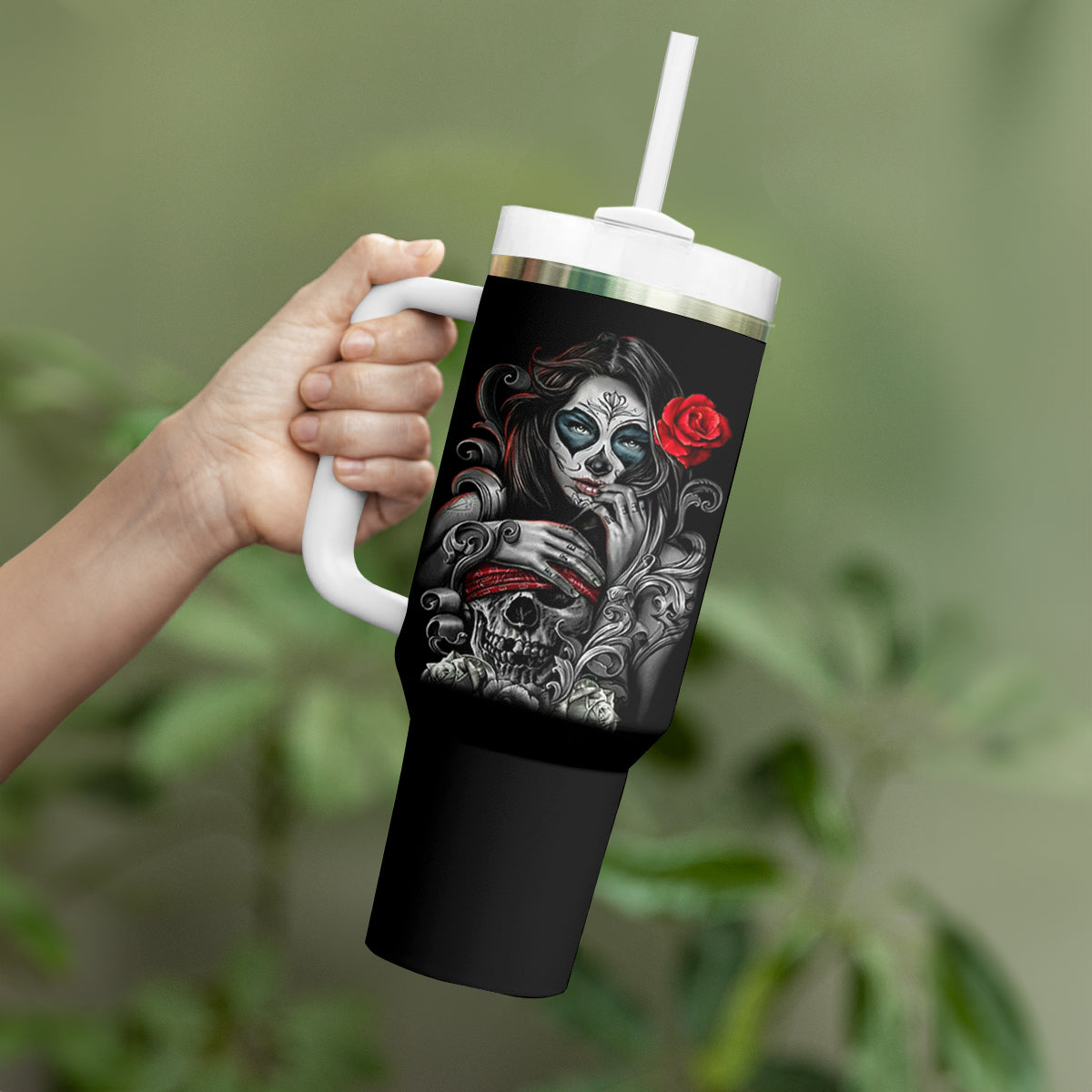 Skull Tumbler With Handle Skull Girl Spoiled Wife