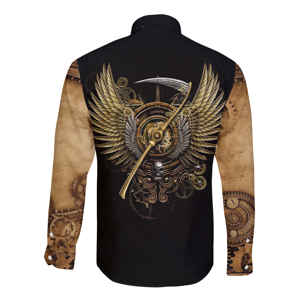 skull-long-sleeve-button-shirt-golden-skull-steampunk