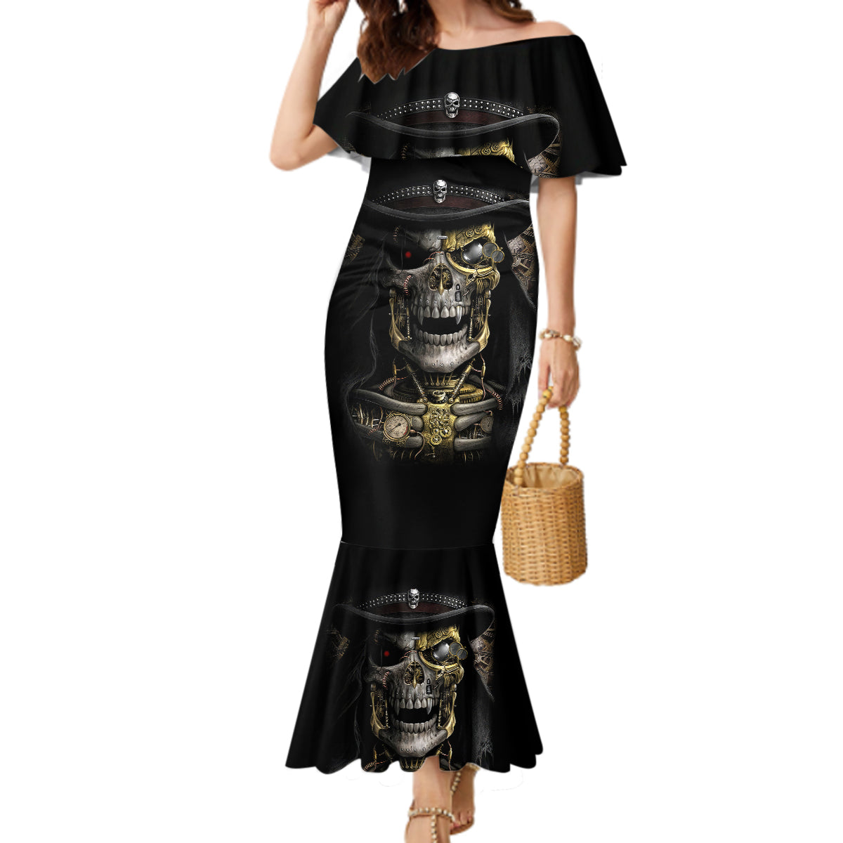 skull-mermaid-dress-golden-skull-steampunk
