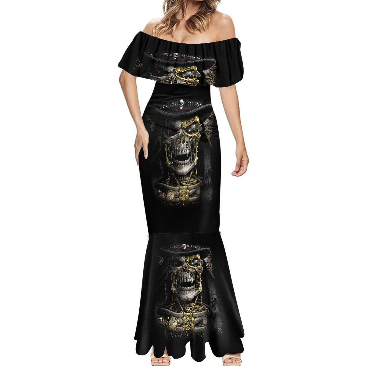 skull-mermaid-dress-golden-skull-steampunk