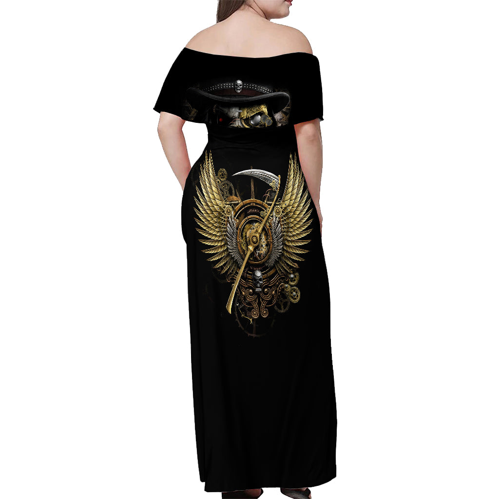 skull-off-shoulder-maxi-dress-golden-skull-steampunk