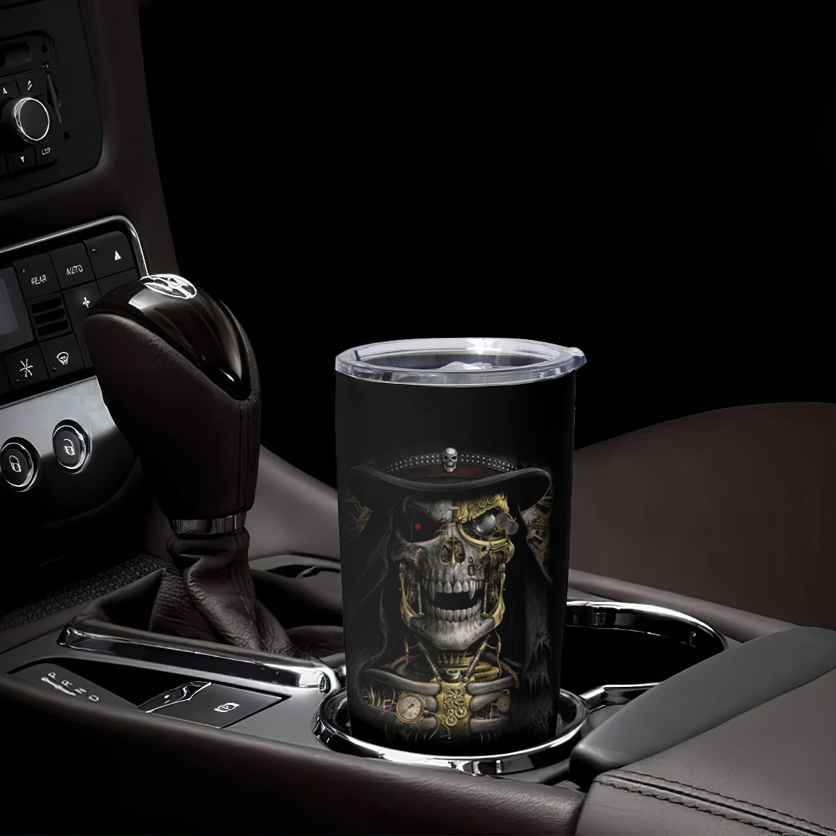 Skull Tumbler Cup Golden Skull Steampunk
