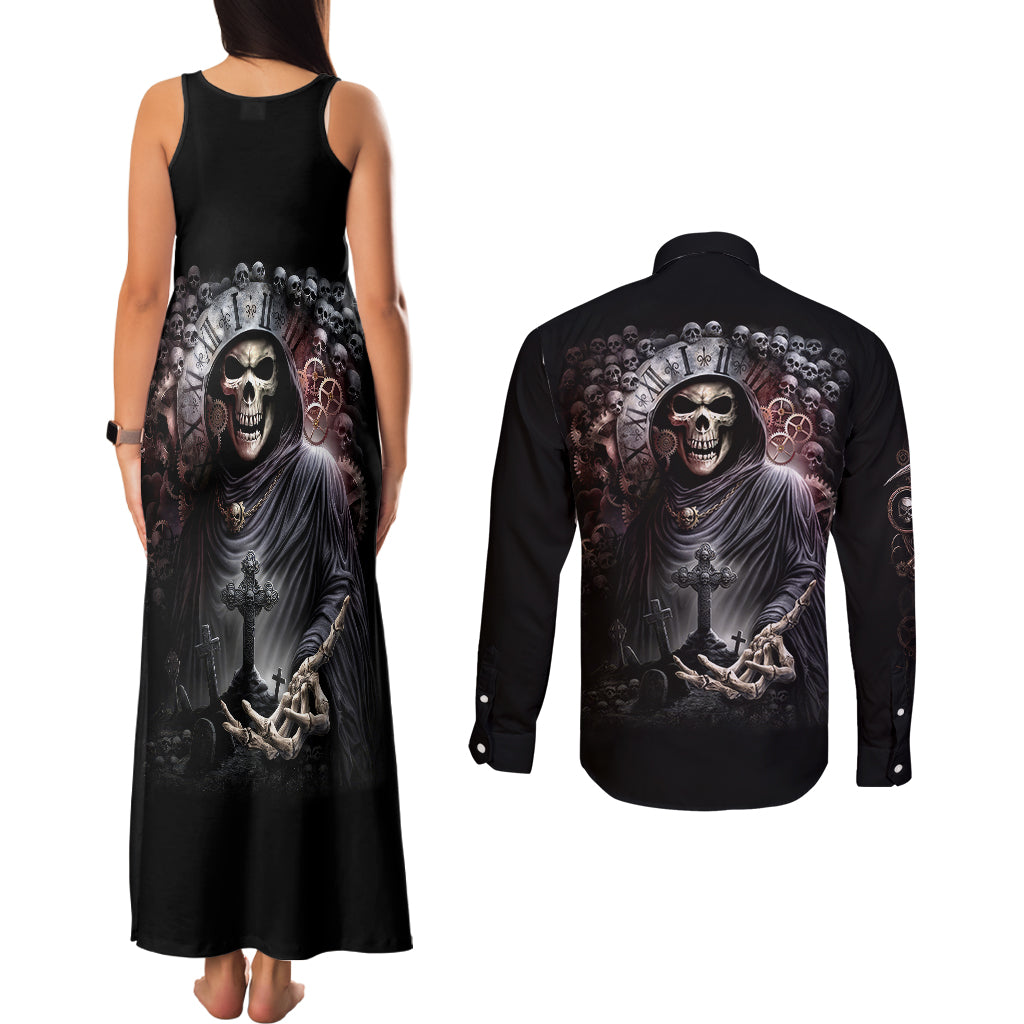 skull-couples-matching-tank-maxi-dress-and-long-sleeve-button-shirts-skull-grim-time-reaper