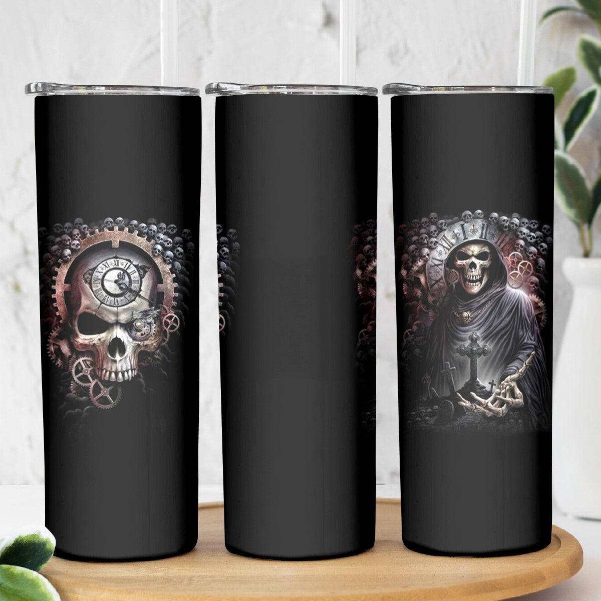 Skull Skinny Tumbler Skull Grim Time Reaper