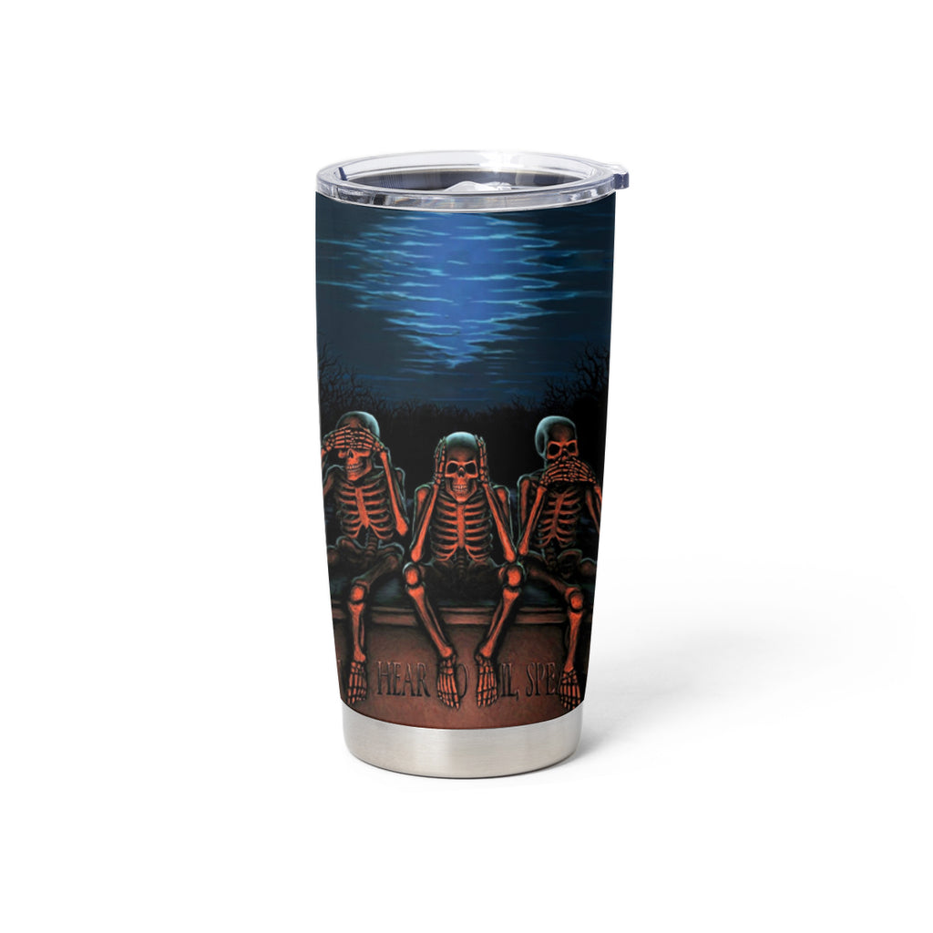 Skull Tumbler Cup Three Skeleton No See No Speak No Hear