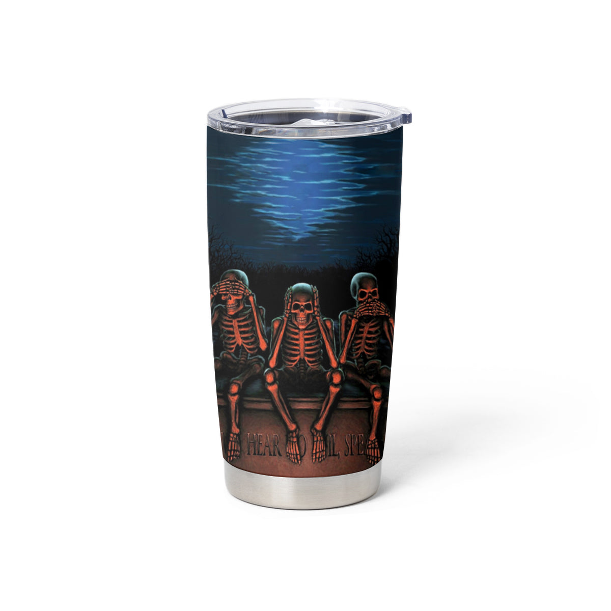 Skull Tumbler Cup Three Skeleton No See No Speak No Hear