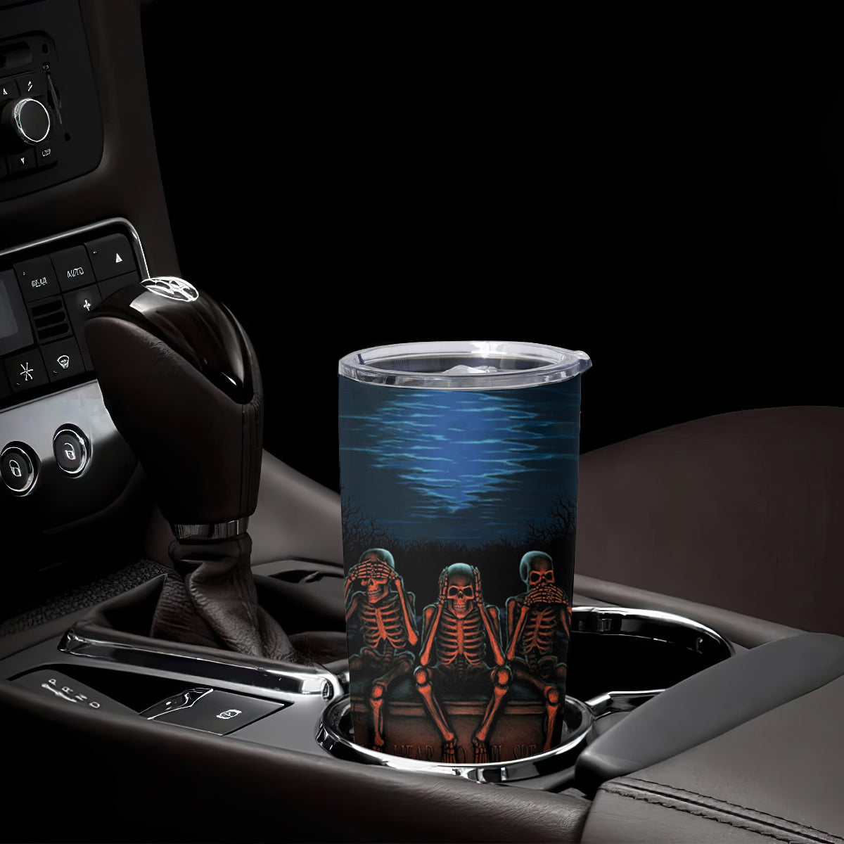 Skull Tumbler Cup Three Skeleton No See No Speak No Hear
