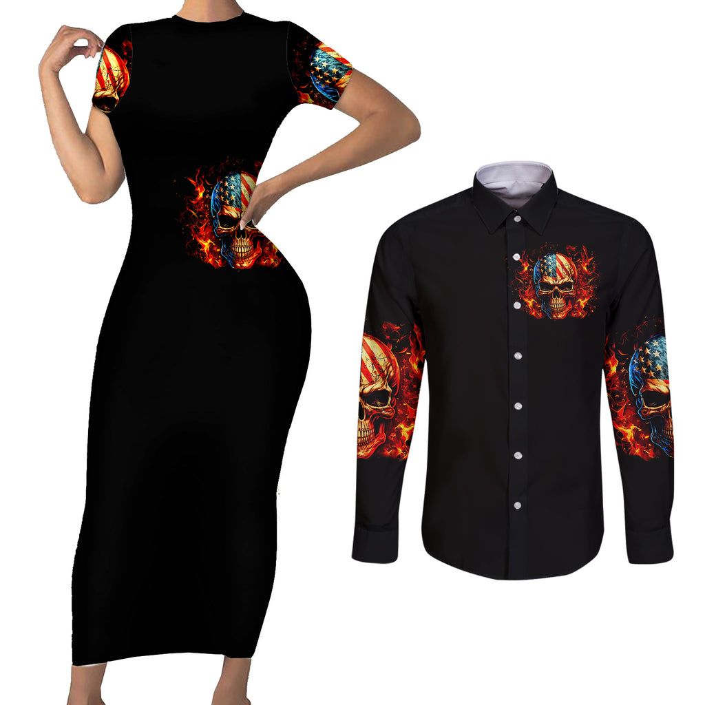 fire-skull-couples-matching-short-sleeve-bodycon-dress-and-long-sleeve-button-shirts-my-demon-hide-inside-my-head