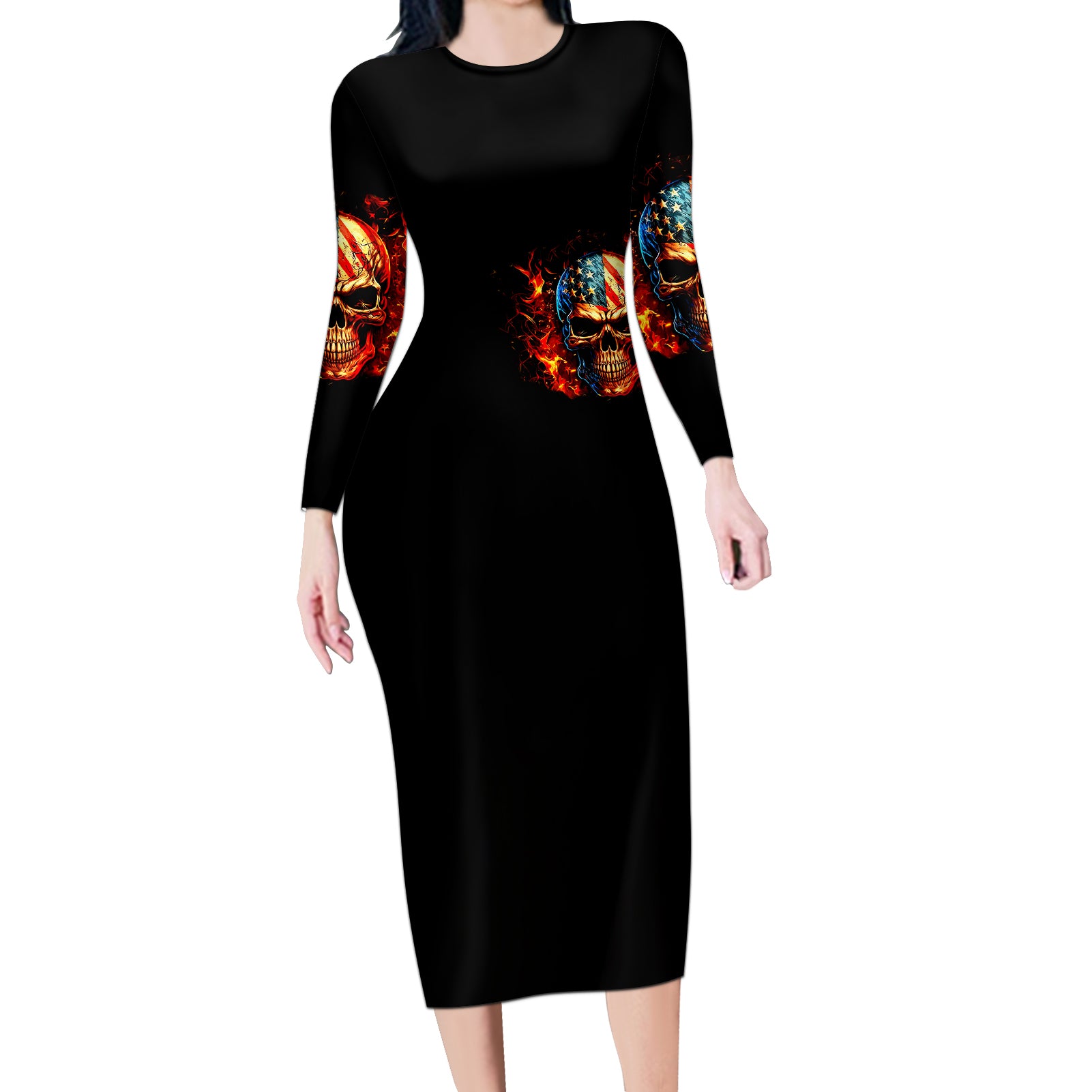 fire-skull-long-sleeve-bodycon-dress-my-demon-hide-inside-my-head