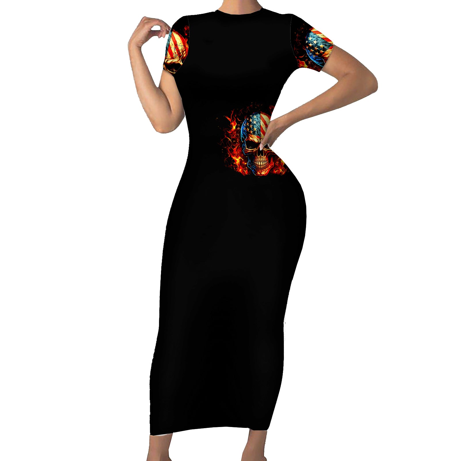 fire-skull-short-sleeve-bodycon-dress-my-demon-hide-inside-my-head