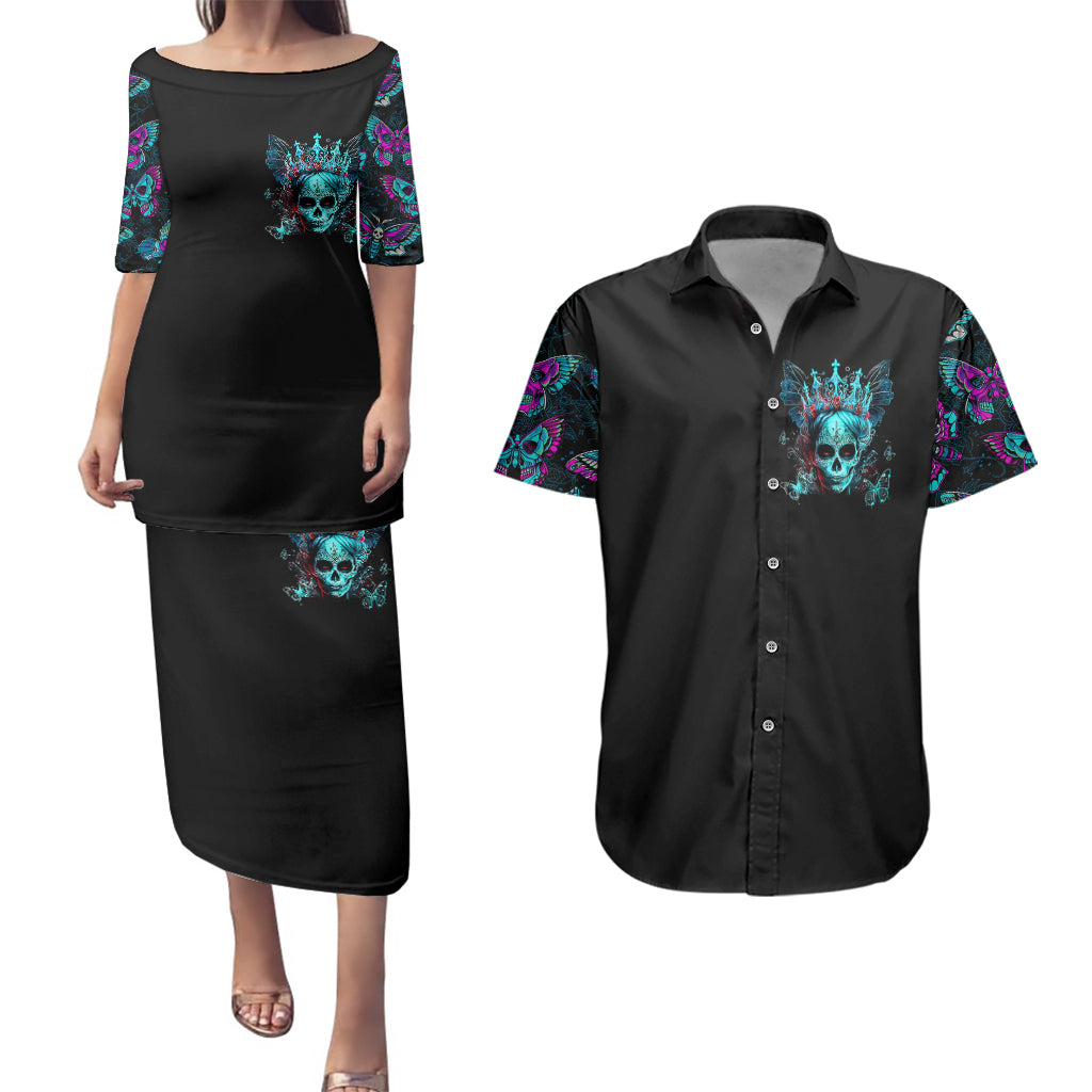 da-de-los-muertos-skull-couples-matching-puletasi-dress-and-hawaiian-shirt-im-not-a-princess-im-the-queen