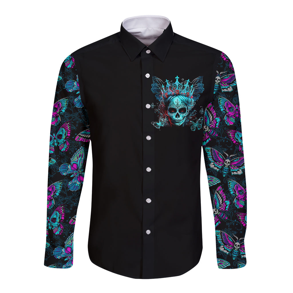 da-de-los-muertos-skull-long-sleeve-button-shirt-im-not-a-princess-im-the-queen