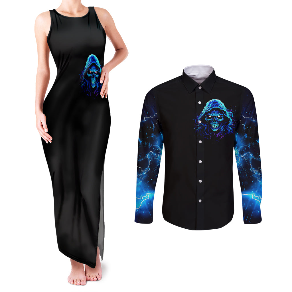 blue-flame-skull-couples-matching-tank-maxi-dress-and-long-sleeve-button-shirts-blood-make-you-related