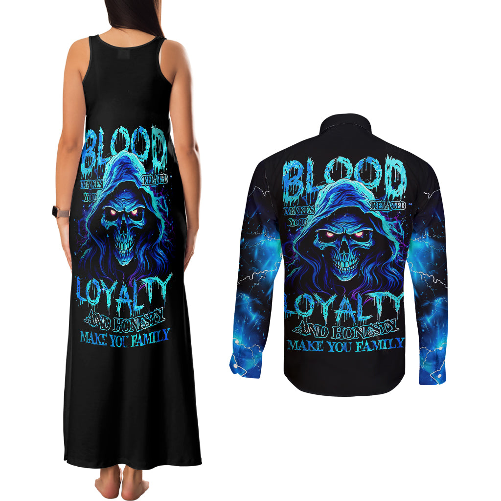 blue-flame-skull-couples-matching-tank-maxi-dress-and-long-sleeve-button-shirts-blood-make-you-related