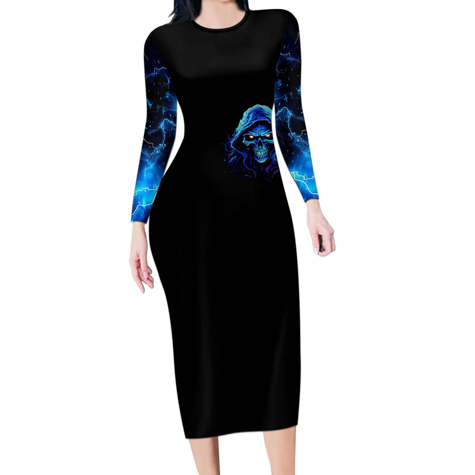 blue-flame-skull-long-sleeve-bodycon-dress-blood-make-you-related