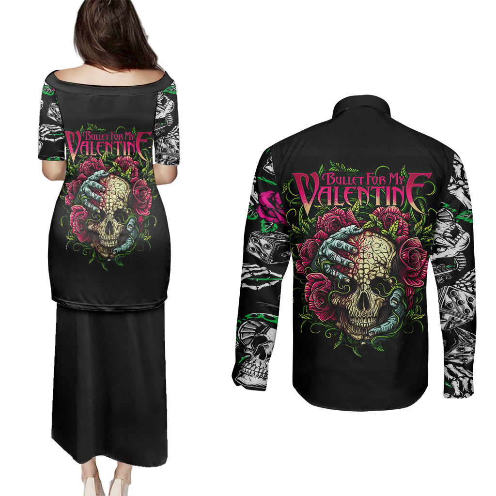 viper-skull-couples-matching-puletasi-dress-and-long-sleeve-button-shirts-bullet-for-my-valentine
