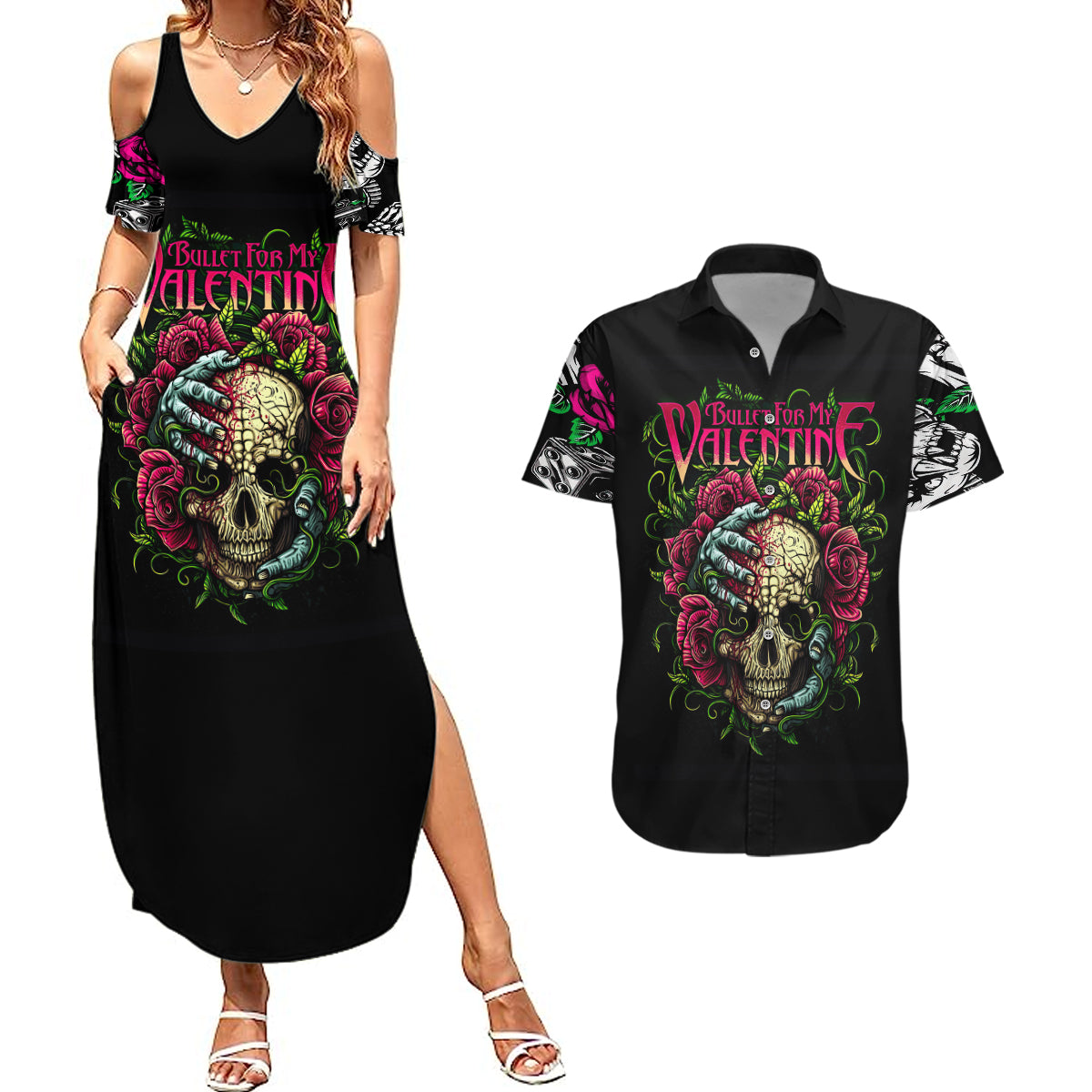 viper-skull-couples-matching-summer-maxi-dress-and-hawaiian-shirt-bullet-for-my-valentine