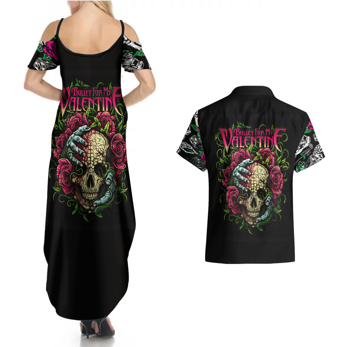 viper-skull-couples-matching-summer-maxi-dress-and-hawaiian-shirt-bullet-for-my-valentine