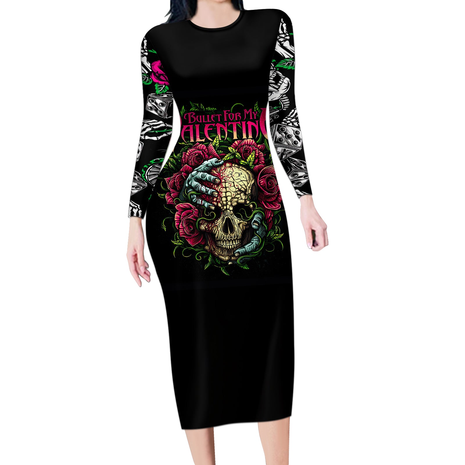 viper-skull-long-sleeve-bodycon-dress-bullet-for-my-valentine